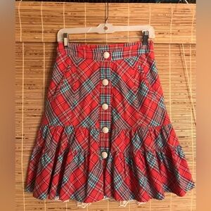 Hazel Plaid Button Up Skirt with Single Petticoat with Lace Size Small